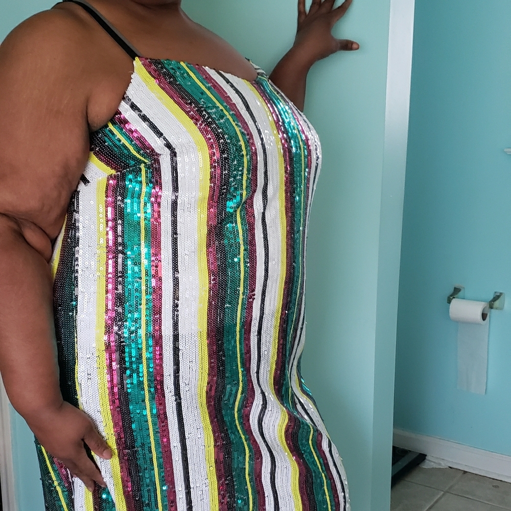 Multi stripped sequin dress